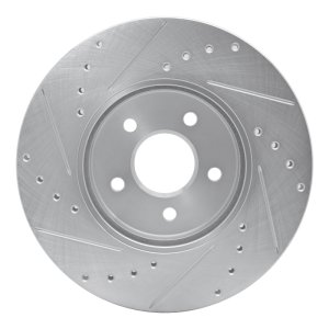 Ford Mondeo Brake Rotor (1) - Front Right - R1 Concepts - Drilled & Slotted - Silver - `01-`08